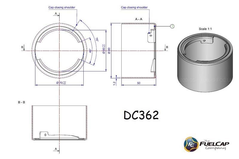 DC362 Stainless Steel Filler Neck (80mm x 50mm)
